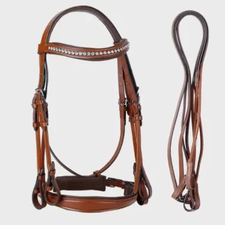 Crystal-Embellished Leather Horse Bridle Set